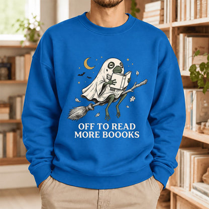 Off To Read More Booooks Softstyle Sweatshirt | Cozy Book Lover Gift Royal