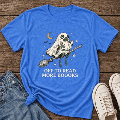 Off To Read More Booooks Ultra-Soft Cotton T-Shirt | Cozy Book Lover Gift Heather True Royal