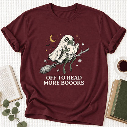 Off To Read More Booooks Ultra-Soft Cotton T-Shirt | Cozy Book Lover Gift Maroon