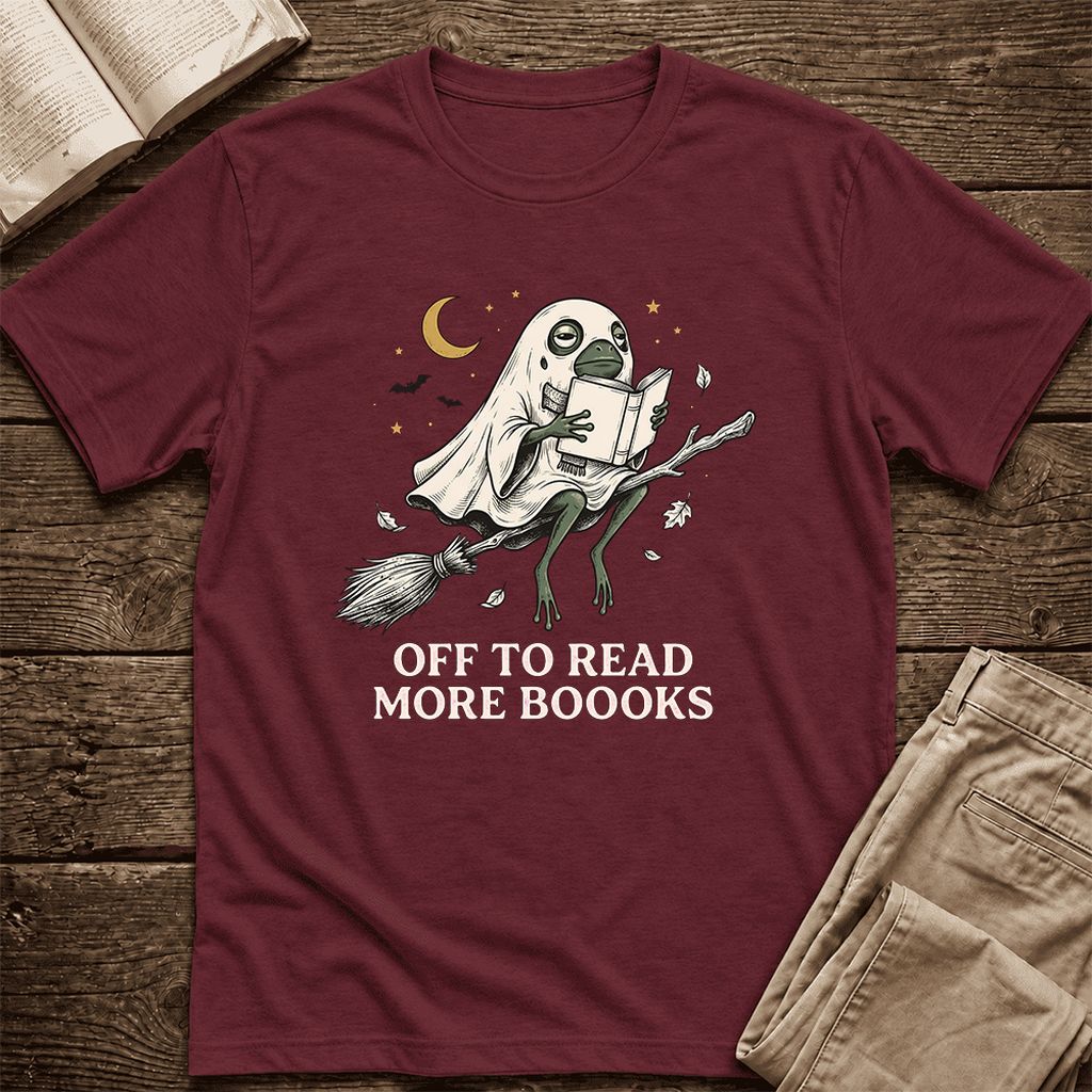 Off To Read More Booooks Ultra-Soft Cotton T-Shirt | Cozy Book Lover Gift Maroon