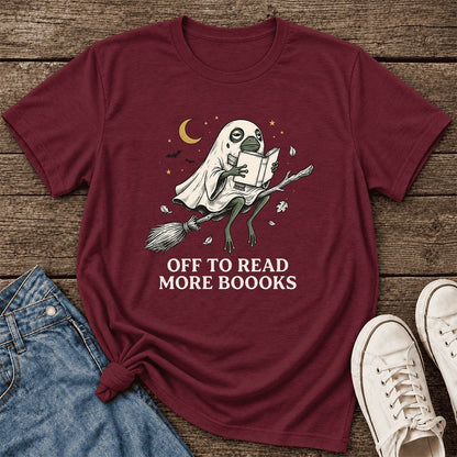 Off To Read More Booooks Ultra-Soft Cotton T-Shirt | Cozy Book Lover Gift Maroon