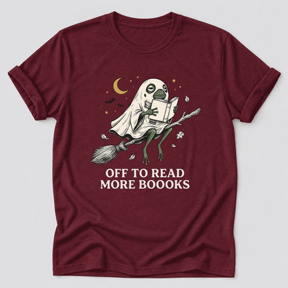 Off To Read More Booooks Ultra-Soft Cotton T-Shirt | Cozy Book Lover Gift Maroon