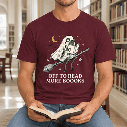 Off To Read More Booooks Ultra-Soft Cotton T-Shirt | Cozy Book Lover Gift Maroon