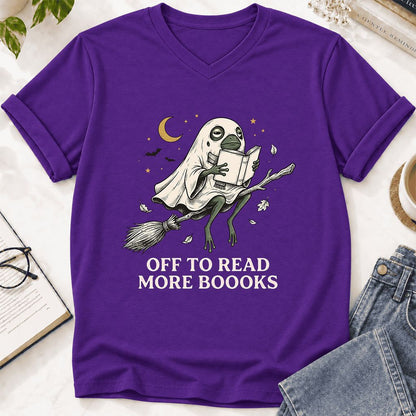 Off To Read More Booooks Ultra-Soft V-Neck | Cozy Book Lover Gift Team Purple