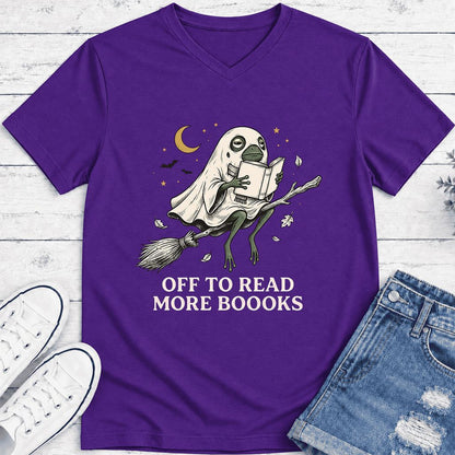 Off To Read More Booooks Ultra-Soft V-Neck | Cozy Book Lover Gift Team Purple