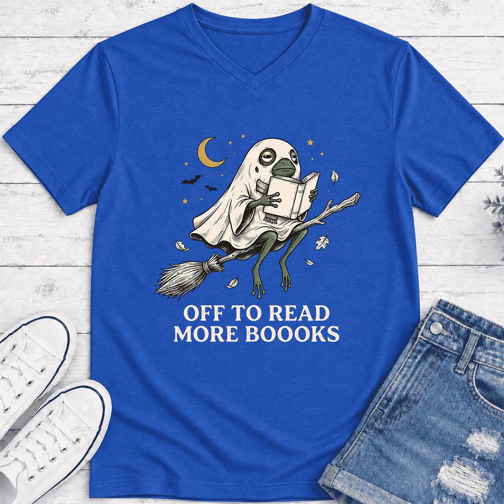 Off To Read More Booooks Ultra-Soft V-Neck | Cozy Book Lover Gift True Royal