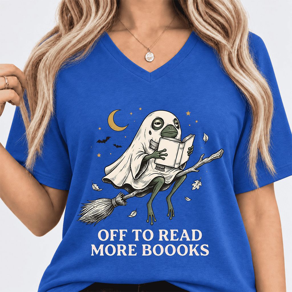 Off To Read More Booooks Ultra-Soft V-Neck | Cozy Book Lover Gift True Royal