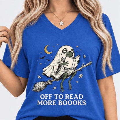 Off To Read More Booooks Ultra-Soft V-Neck | Cozy Book Lover Gift True Royal