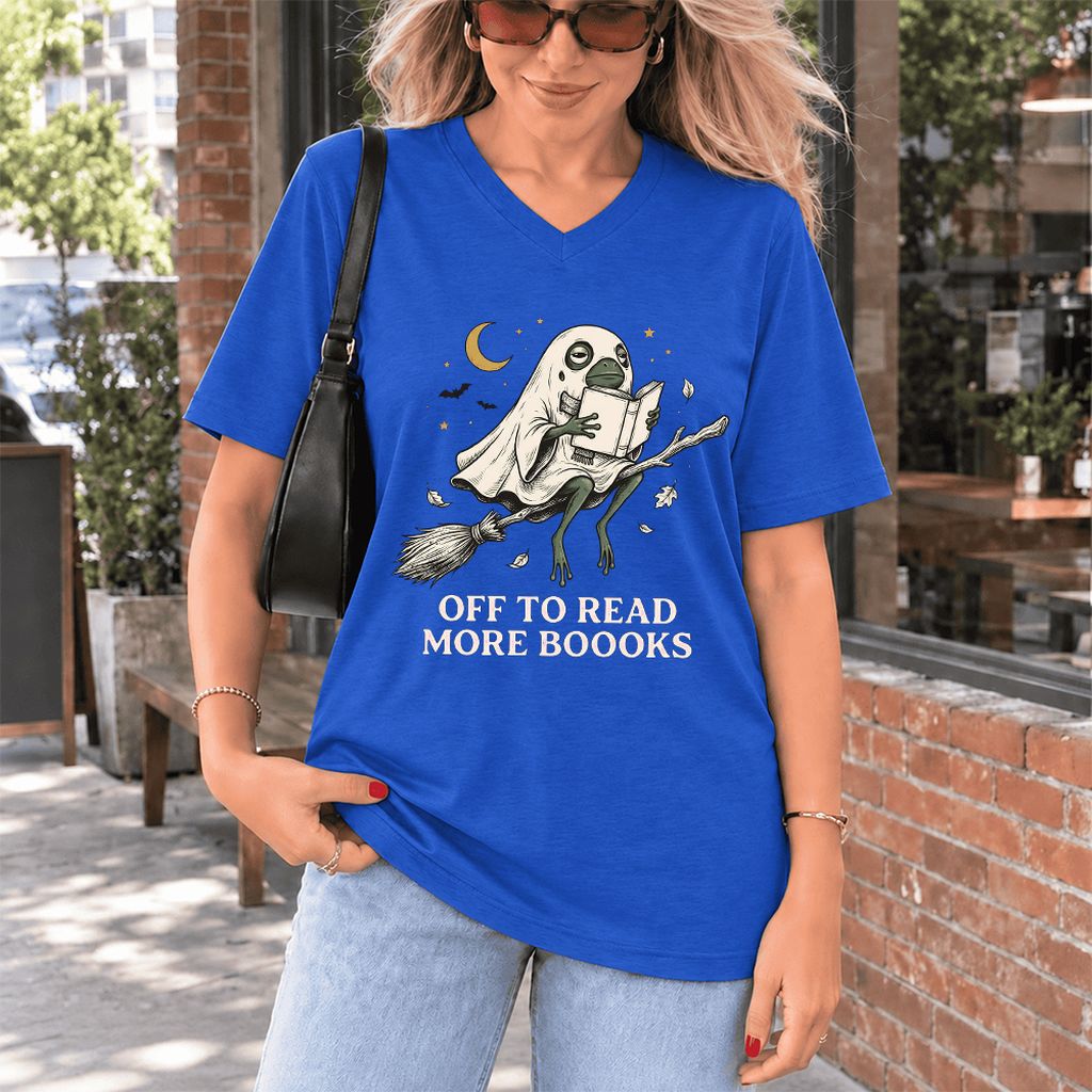Off To Read More Booooks Ultra-Soft V-Neck | Cozy Book Lover Gift True Royal