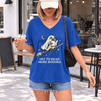 Off To Read More Booooks Ultra-Soft V-Neck | Cozy Book Lover Gift True Royal