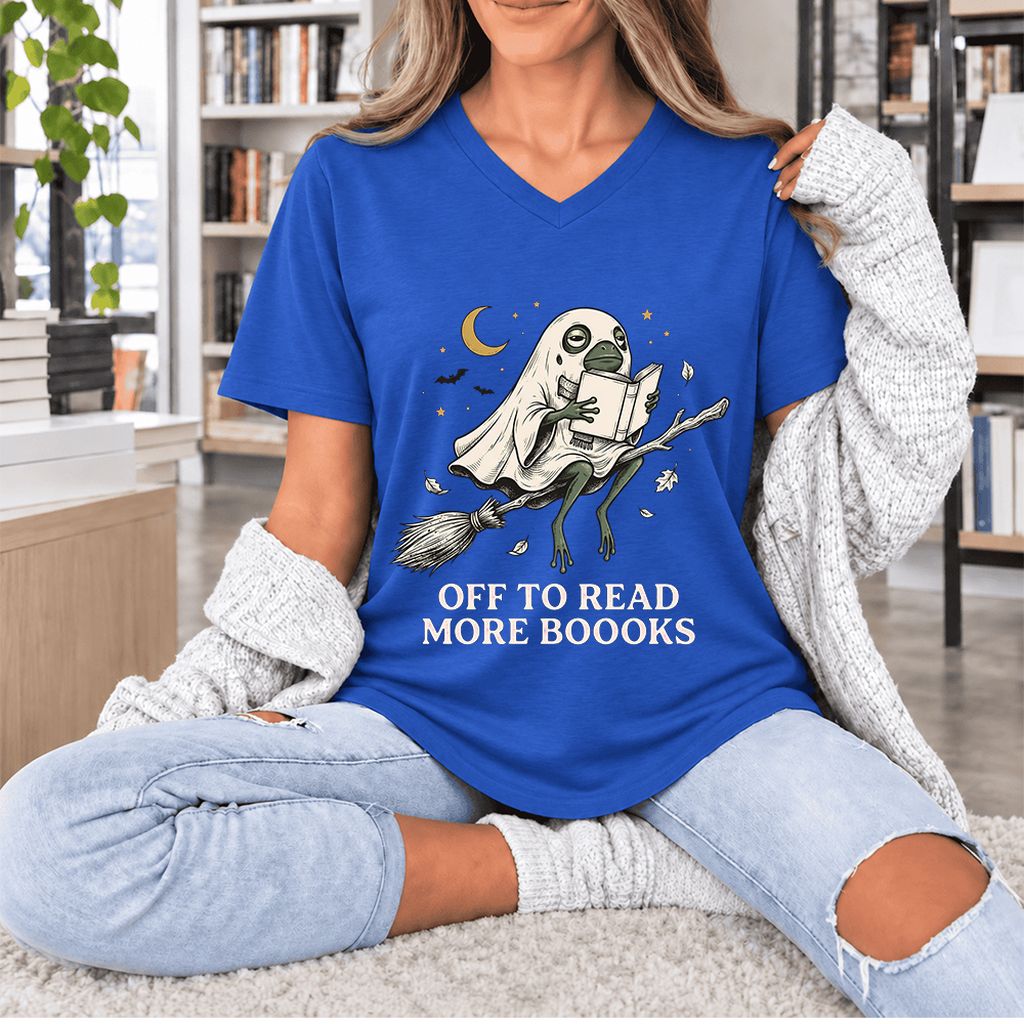 Off To Read More Booooks Ultra-Soft V-Neck | Cozy Book Lover Gift True Royal