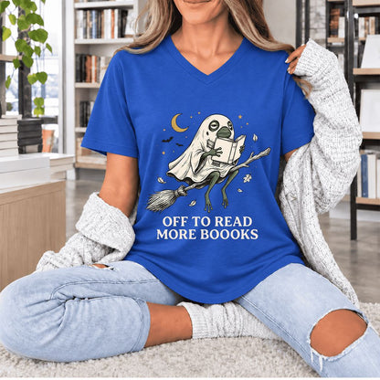 Off To Read More Booooks Ultra-Soft V-Neck | Cozy Book Lover Gift True Royal