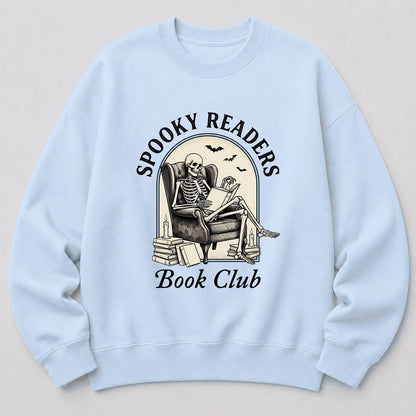 Spooky Readers Book Club Printed Sweatshirt | Halloween Book Lover Gift Light Blue
