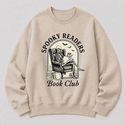 Spooky Readers Book Club Printed Sweatshirt | Halloween Book Lover Gift Sand