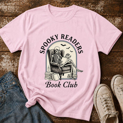 Spooky Readers Book Club Printed T-Shirt | Halloween Book Lover Gift Light Pink