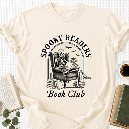 Spooky Readers Book Club Printed T-Shirt | Halloween Book Lover Gift Natural