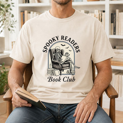 Spooky Readers Book Club Printed T-Shirt | Halloween Book Lover Gift Natural
