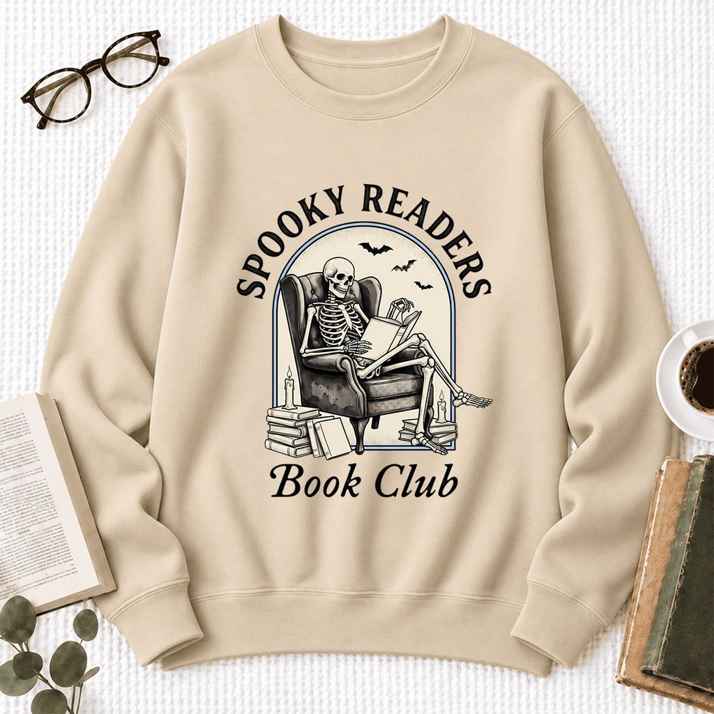 Spooky Readers Book Club Softstyle Sweatshirt | Halloween Book Lover Gift Sand