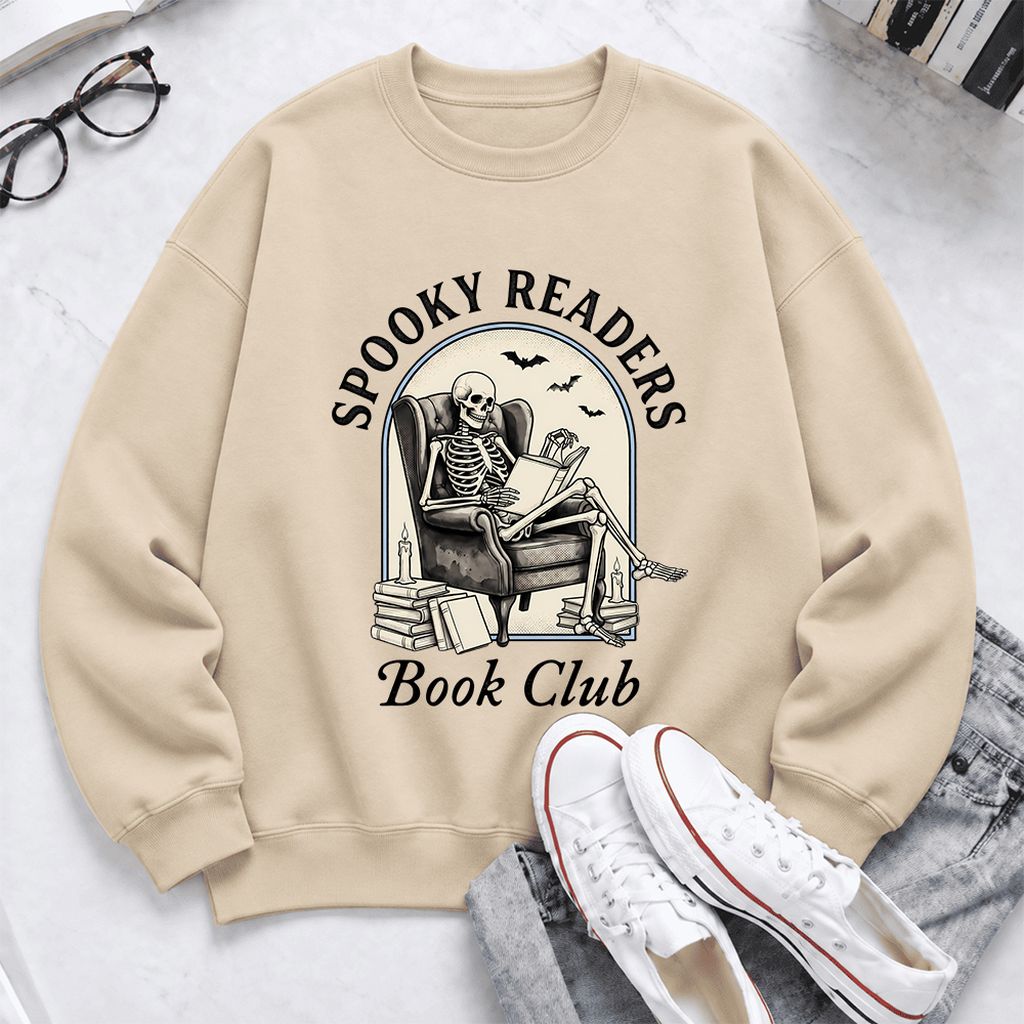 Spooky Readers Book Club Softstyle Sweatshirt | Halloween Book Lover Gift Sand