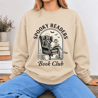 Spooky Readers Book Club Softstyle Sweatshirt | Halloween Book Lover Gift Sand