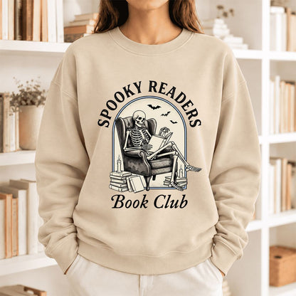 Spooky Readers Book Club Softstyle Sweatshirt | Halloween Book Lover Gift Sand