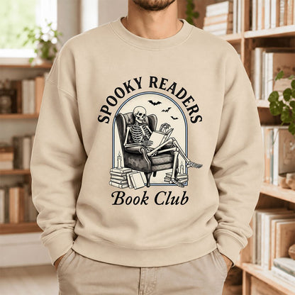 Spooky Readers Book Club Softstyle Sweatshirt | Halloween Book Lover Gift Sand