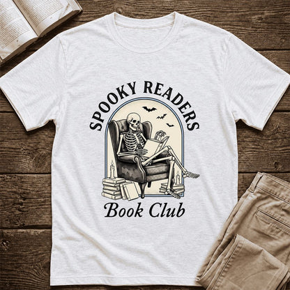 Spooky Readers Book Club Ultra-Soft Cotton T-Shirt | Halloween Book Lover Gift Ash