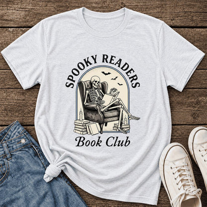 Spooky Readers Book Club Ultra-Soft Cotton T-Shirt | Halloween Book Lover Gift Ash