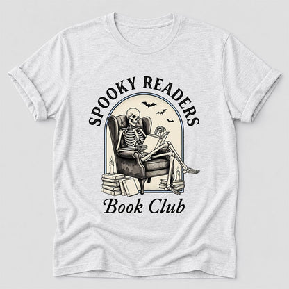 Spooky Readers Book Club Ultra-Soft Cotton T-Shirt | Halloween Book Lover Gift Ash
