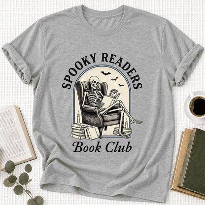 Spooky Readers Book Club Ultra-Soft Cotton T-Shirt | Halloween Book Lover Gift Athletic Heather