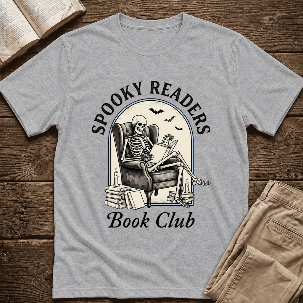 Spooky Readers Book Club Ultra-Soft Cotton T-Shirt | Halloween Book Lover Gift Athletic Heather