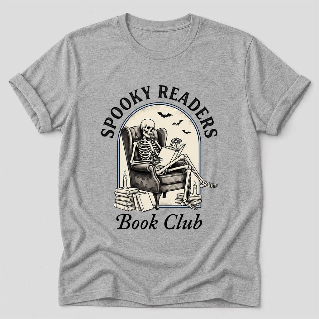 Spooky Readers Book Club Ultra-Soft Cotton T-Shirt | Halloween Book Lover Gift Athletic Heather