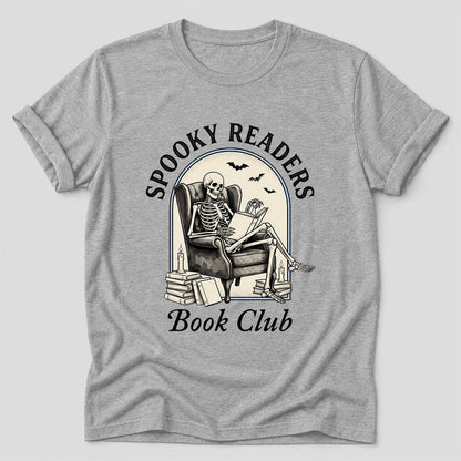 Spooky Readers Book Club Ultra-Soft Cotton T-Shirt | Halloween Book Lover Gift Athletic Heather