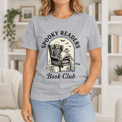Spooky Readers Book Club Ultra-Soft Cotton T-Shirt | Halloween Book Lover Gift Athletic Heather