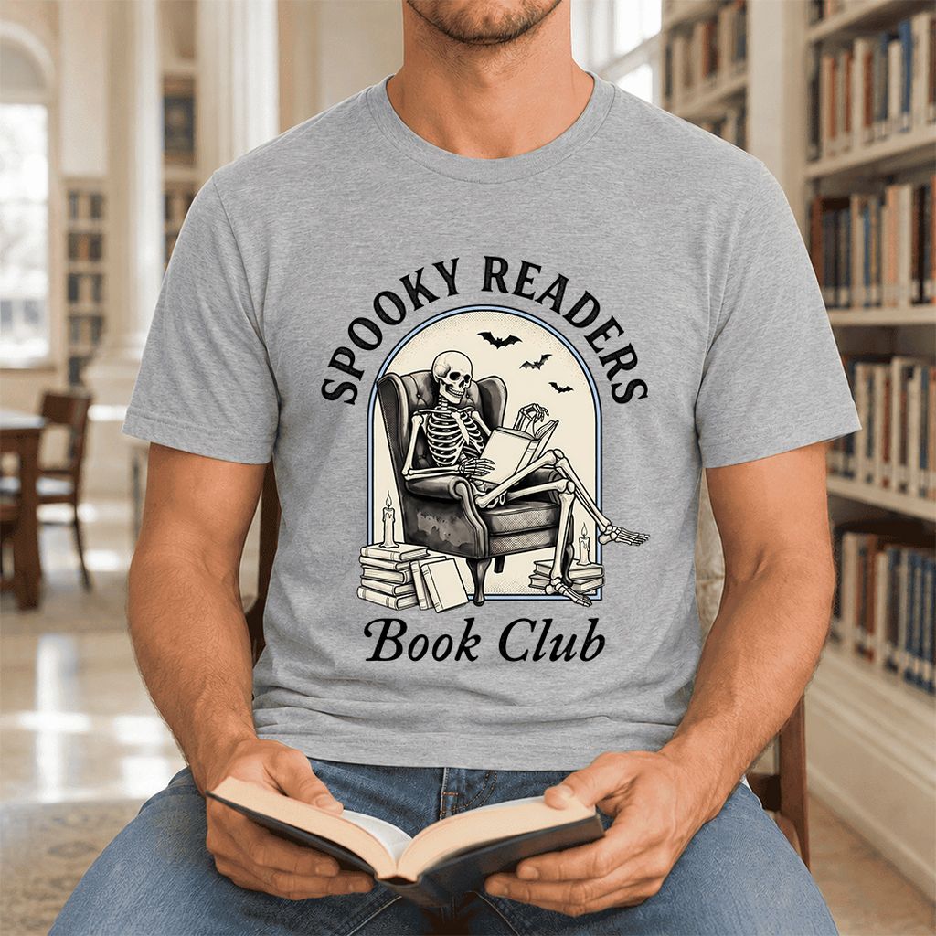 Spooky Readers Book Club Ultra-Soft Cotton T-Shirt | Halloween Book Lover Gift Athletic Heather