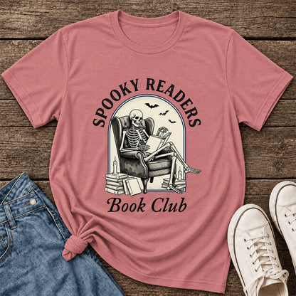Spooky Readers Book Club Ultra-Soft Cotton T-Shirt | Halloween Book Lover Gift Mauve