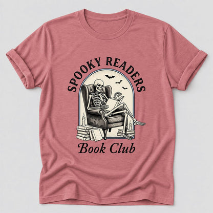 Spooky Readers Book Club Ultra-Soft Cotton T-Shirt | Halloween Book Lover Gift Mauve
