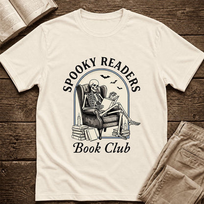 Spooky Readers Book Club Ultra-Soft Cotton T-Shirt | Halloween Book Lover Gift Natural