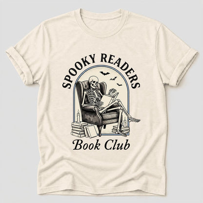 Spooky Readers Book Club Ultra-Soft Cotton T-Shirt | Halloween Book Lover Gift Natural