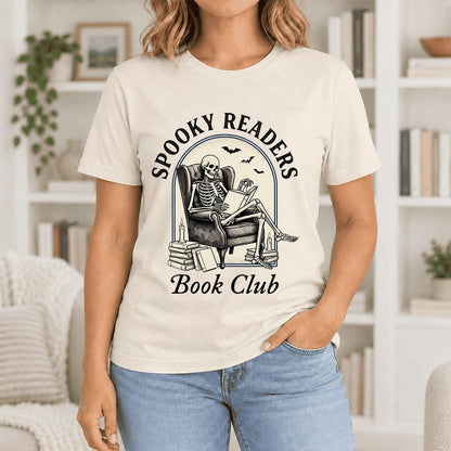 Spooky Readers Book Club Ultra-Soft Cotton T-Shirt | Halloween Book Lover Gift Natural