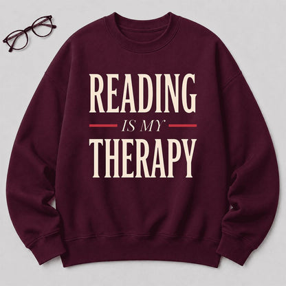 Reading Is My Therapy Printed Sweatshirt | Cozy Book Lover Gift Maroon