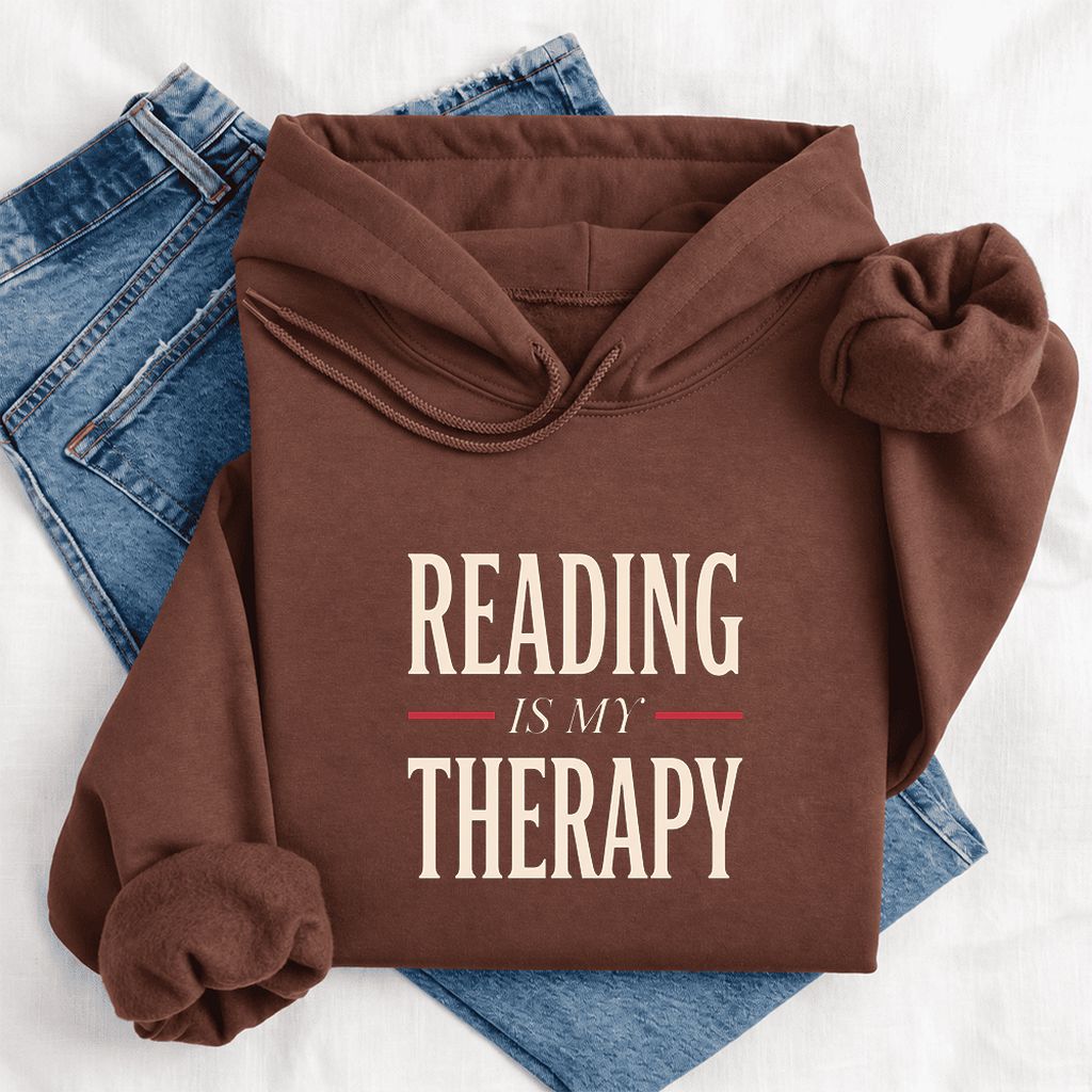 Reading Is My Therapy Softstyle Hoodie | Book Lover Gift Cocoa