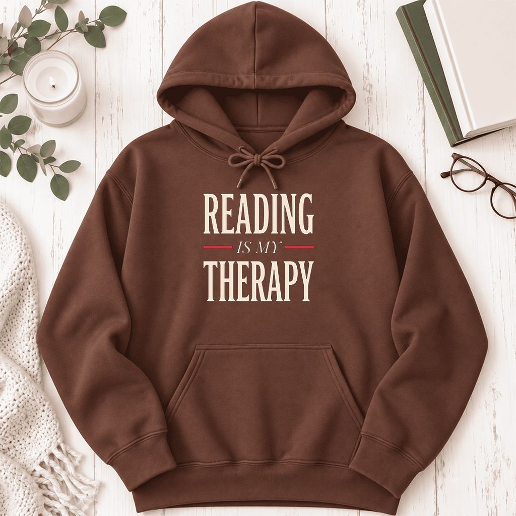Reading Is My Therapy Softstyle Hoodie | Book Lover Gift Cocoa