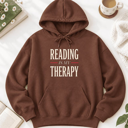 Reading Is My Therapy Softstyle Hoodie | Book Lover Gift Cocoa