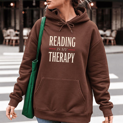 Reading Is My Therapy Softstyle Hoodie | Book Lover Gift Cocoa