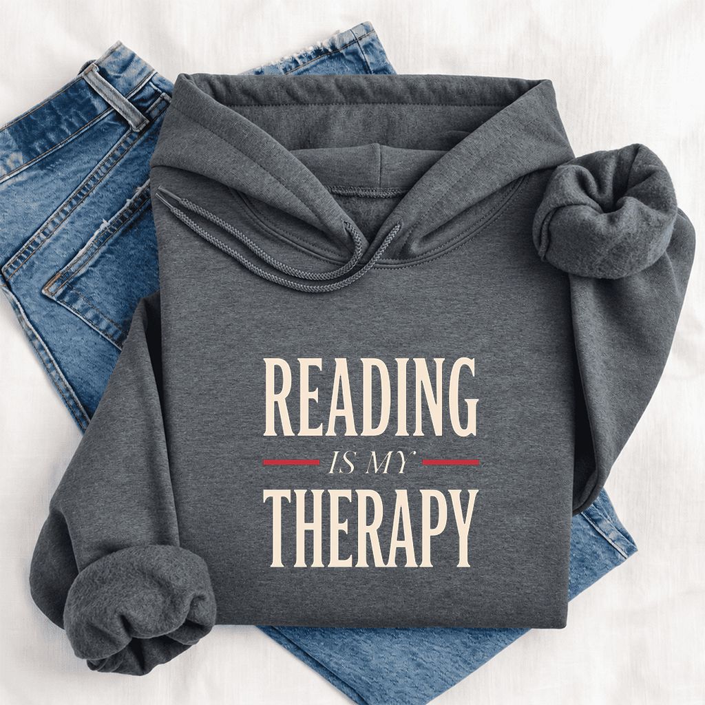 Reading Is My Therapy Softstyle Hoodie | Book Lover Gift Dark Heather