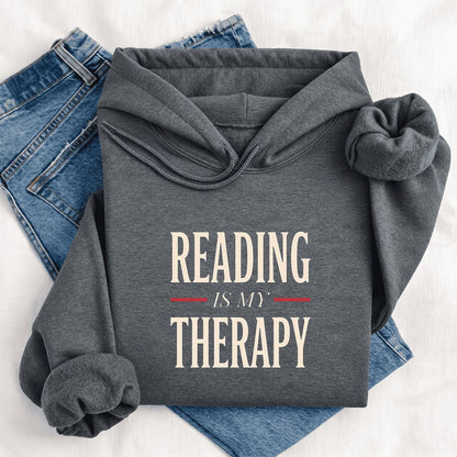 Reading Is My Therapy Softstyle Hoodie | Book Lover Gift Dark Heather