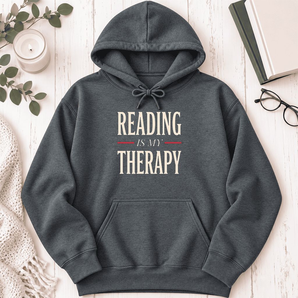 Reading Is My Therapy Softstyle Hoodie | Book Lover Gift Dark Heather