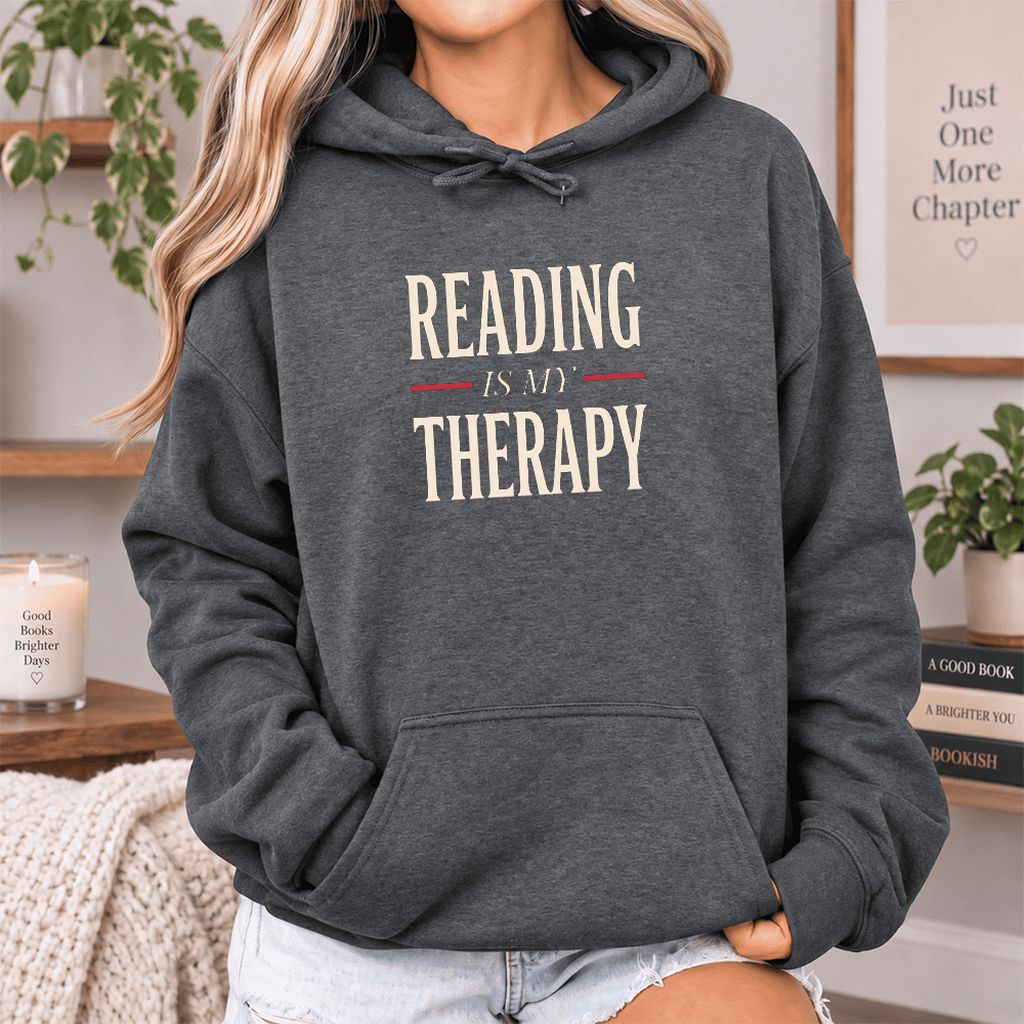 Reading Is My Therapy Softstyle Hoodie | Book Lover Gift Dark Heather