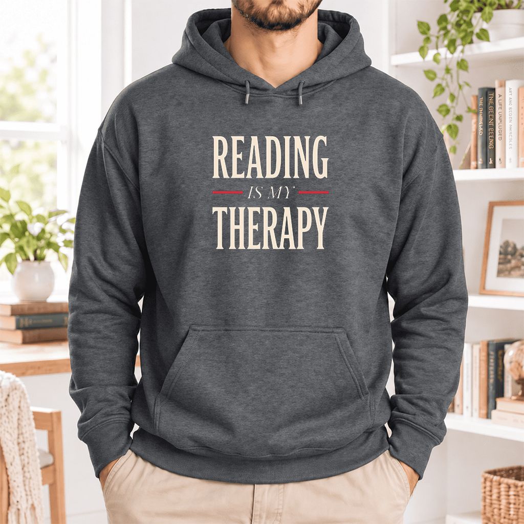 Reading Is My Therapy Softstyle Hoodie | Book Lover Gift Dark Heather
